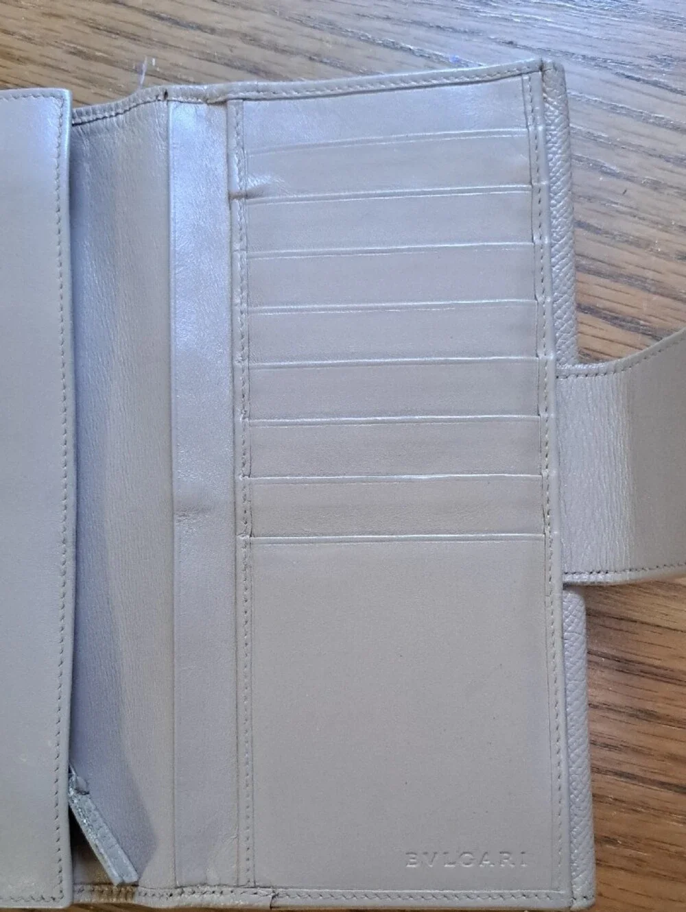 Bvlgari B-zero 1 Leather Fold-Over Wallet with Silver Ring Accent